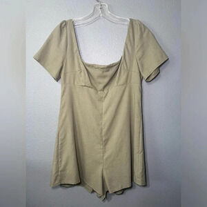 Princess Polly 100% Linen Romper Size 6 Olive Green Playsuit Shorts Date Night